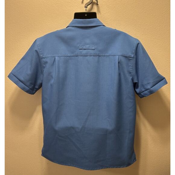 John Blair Shirt Men L Blue Button Up‎ Short Sleeve Comfort Casual Pockets Pilot - Picture 2 of 4